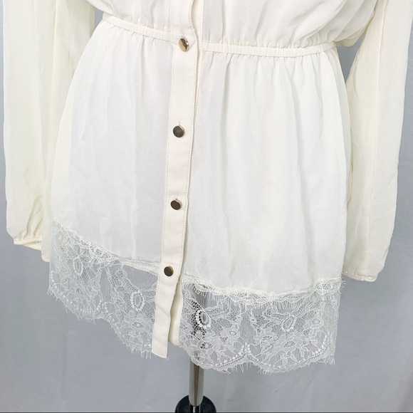 Charming Charlie cream tunic top lace details - Picture 3 of 14
